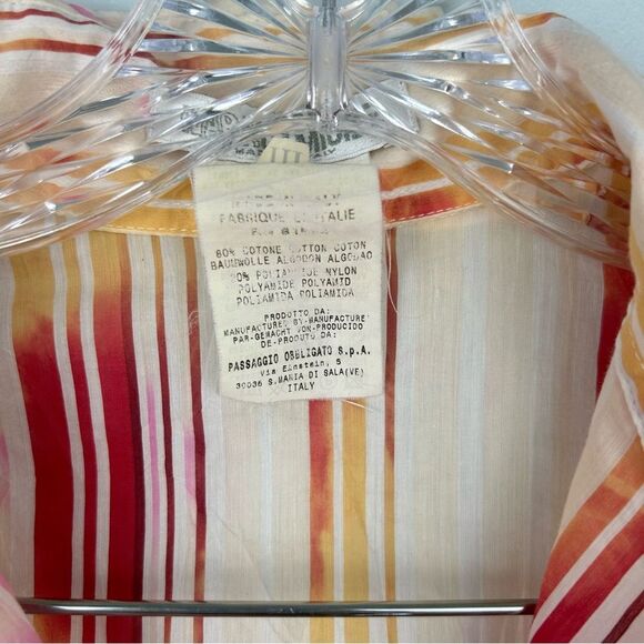 Naracamicie Striped Pink and Yellow Tie-Dye Wrinkle Button-Up Shirt Sz III or 6 - Picture 6 of 13